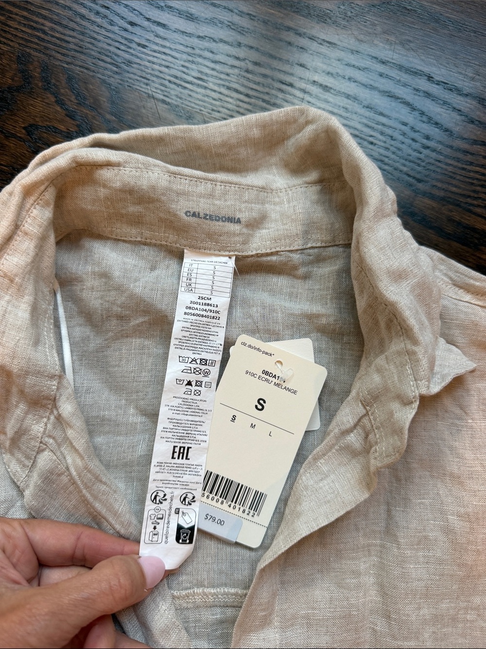 Calzedonia Light Beige Linen Button-Up Shirt Small - Picture 4 of 5